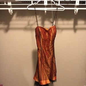 Orange and Black beaded formal or Halloween Dress Crossback straps